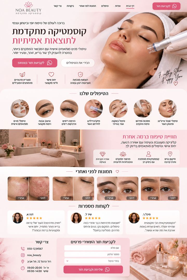 דף נחיתה לקליניקת קוסמטיקה NOA BEAUTY